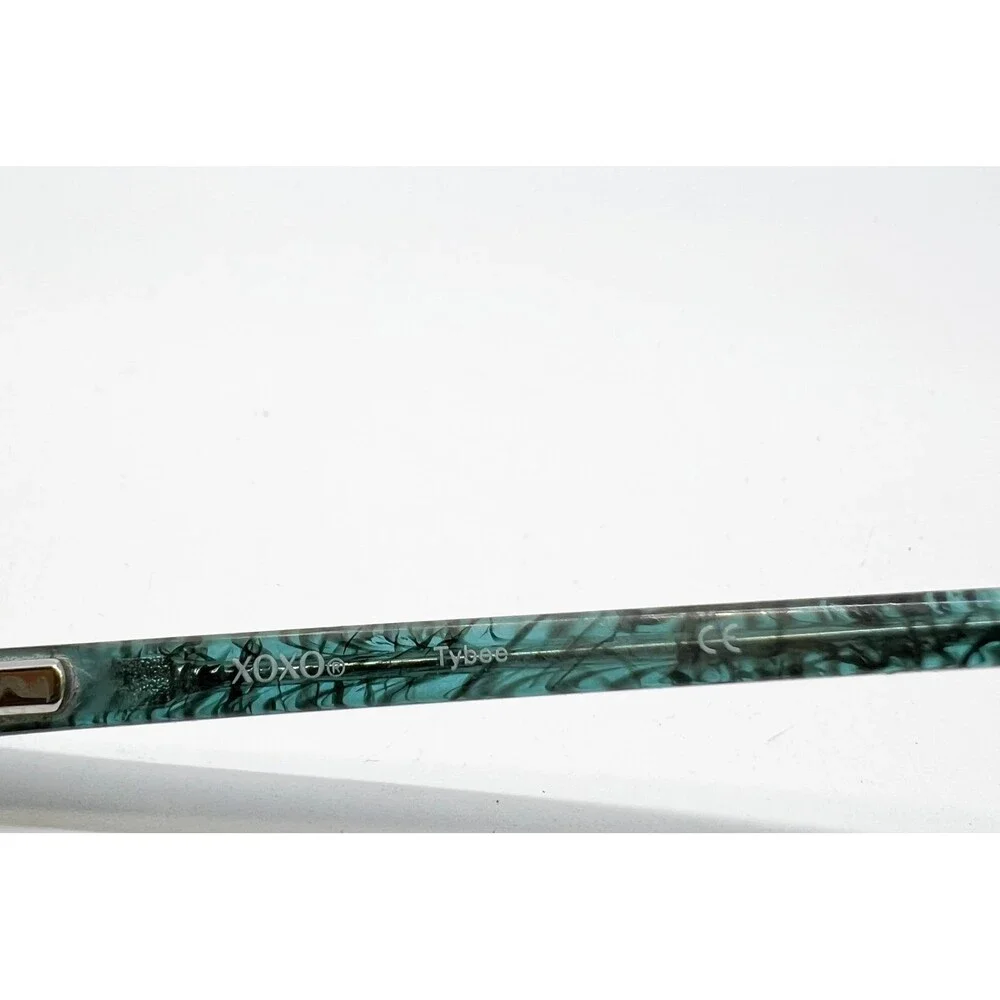 XOXO Tybee Eyeglasses Womens Black Teal Cat Eye Semi Rimless Frames 50-17-135